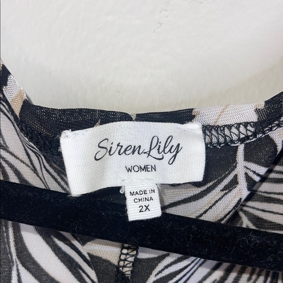 EUC Siren Lily Black and Cream Leaf Design Kimono Size 2X #220 - Picture 2 of 8